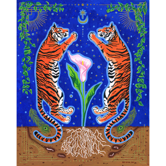 Tigers & Calla Lily Giclée Art Print