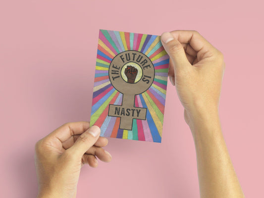 'Future Is Nasty' Blank Greeting Card (Black) - Deb Almond Art