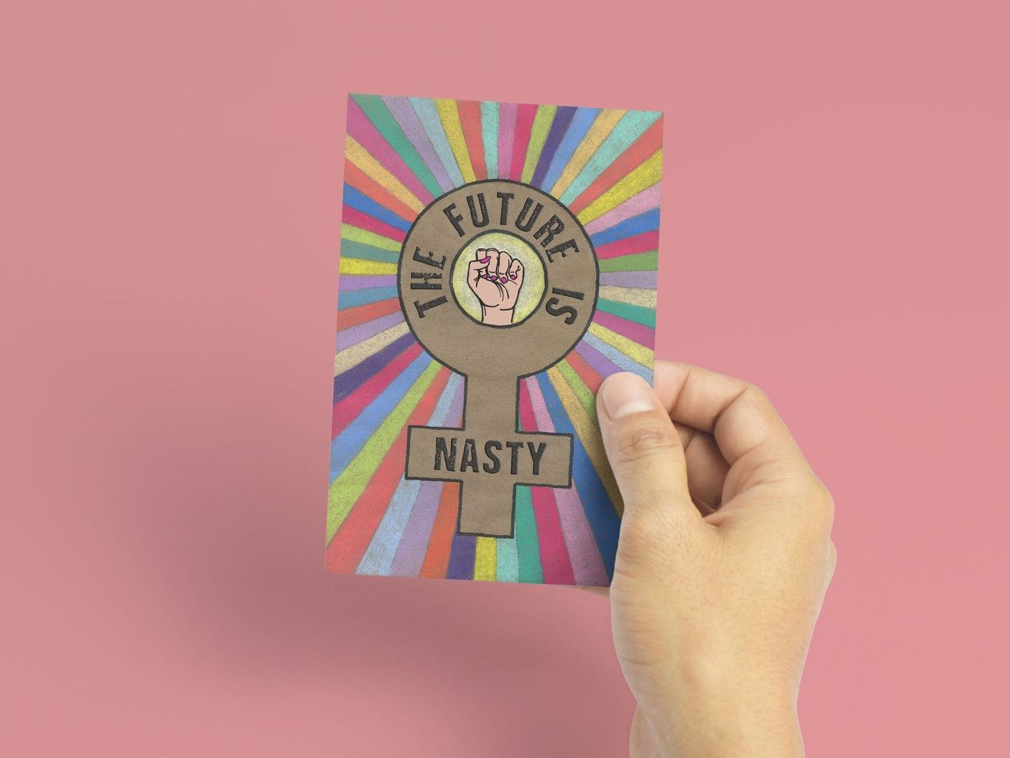'Future Is Nasty' Blank Greeting Card (Black) - Deb Almond Art