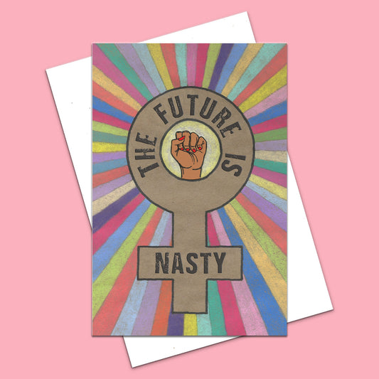 'Future Is Nasty' Feminist Blank Greeting Card - Light - Deb Almond Art