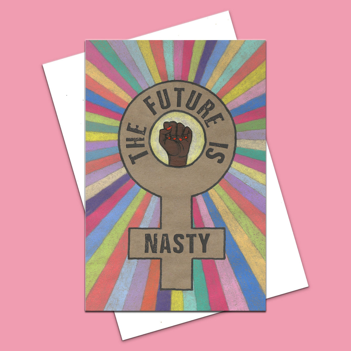 'Future Is Nasty' Feminist Blank Greeting Card - Light - Deb Almond Art