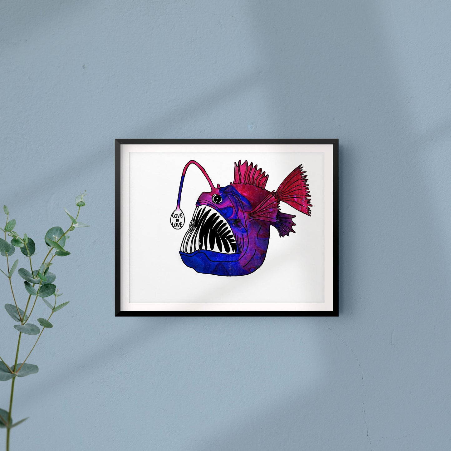 'Love Is Love' Angler Fish Art Print - Deb Almond Art