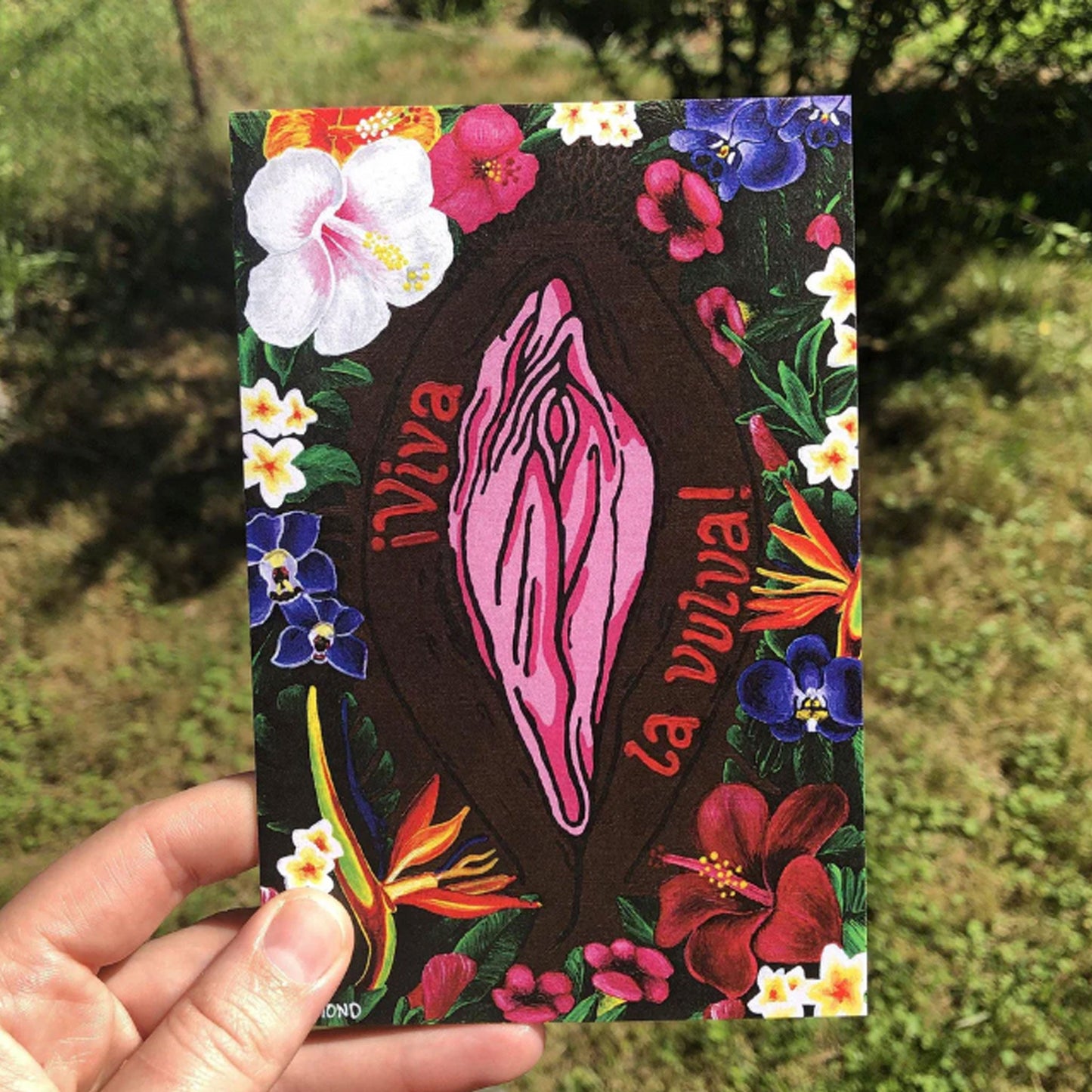 '¡Viva La Vulva!' Blank Greeting Card - Mid Skin Tone - Deb Almond Art