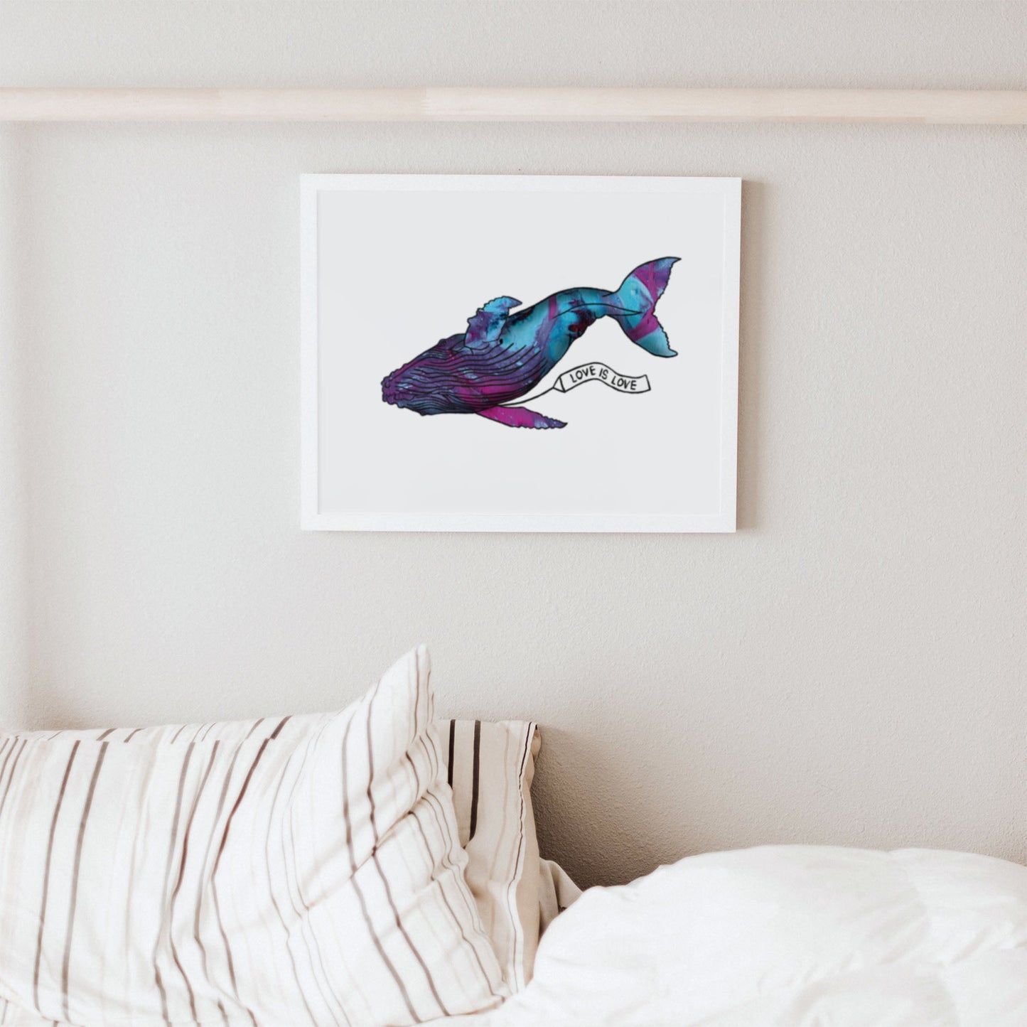 'Love Is Love' Blue Whale Art Print - Deb Almond Art