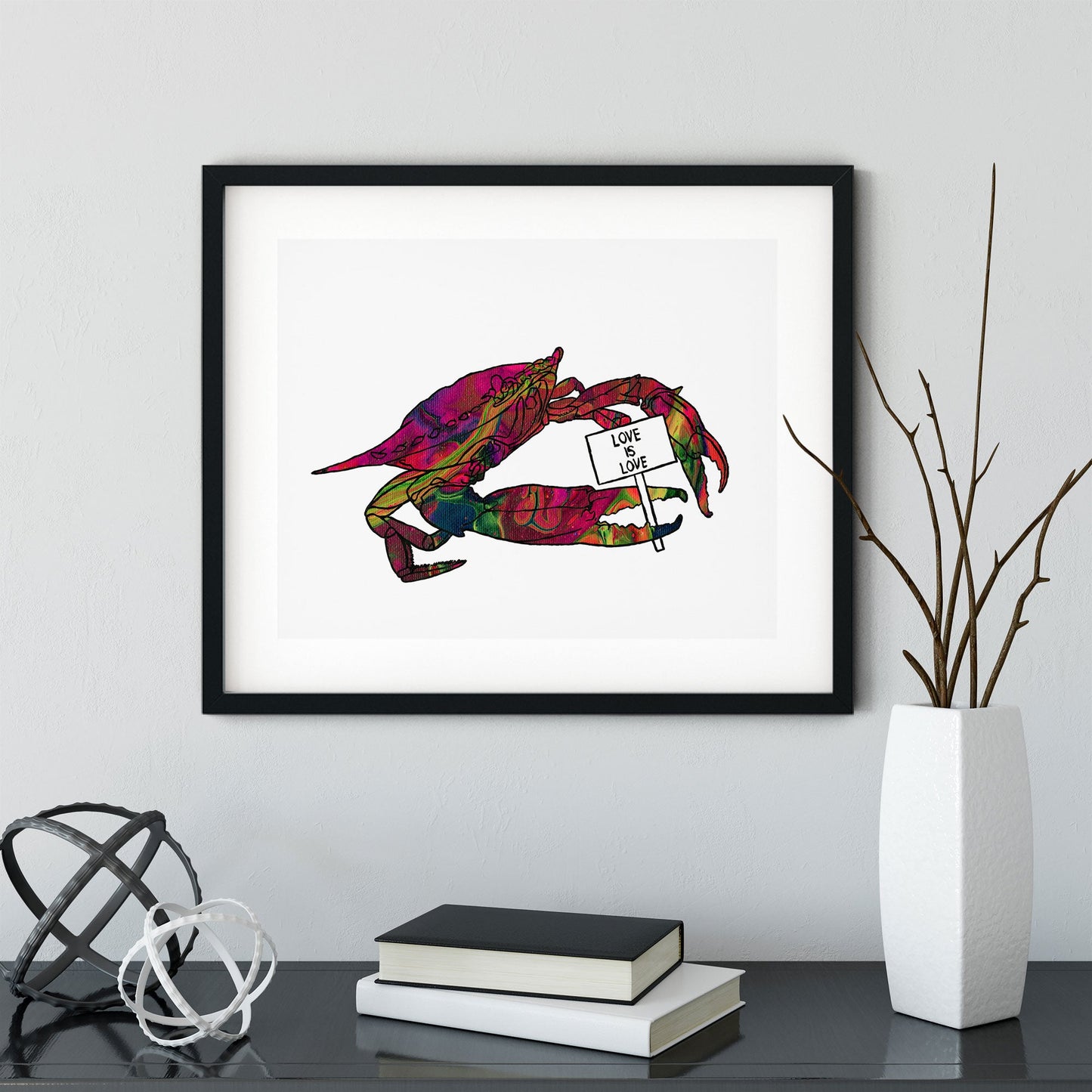 'Love Is Love' Chesapeake Crab Art Print - Deb Almond Art