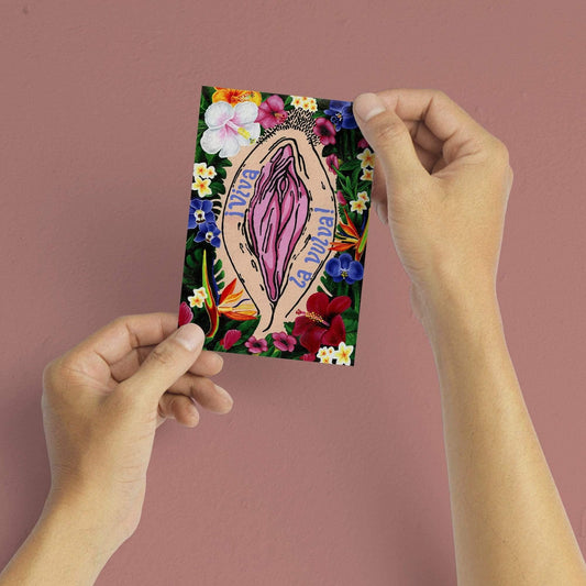 '¡Viva La Vulva!' Blank Greeting Card (White) - Deb Almond Art