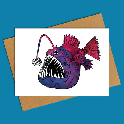 Tarjeta de felicitación en blanco con ballena azul 'Love Is Love'