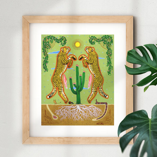 Cheetahs & Cactus Giclée Art Print