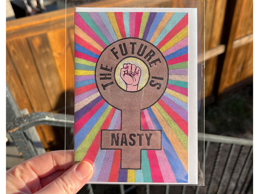 'Future Is Nasty' Blank Greeting Card (White)