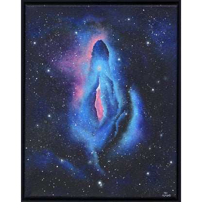 Retrato de vulva con temática galaxia