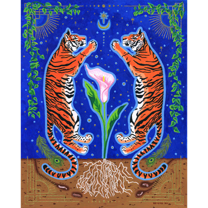 Tigers & Calla Lily Art Print