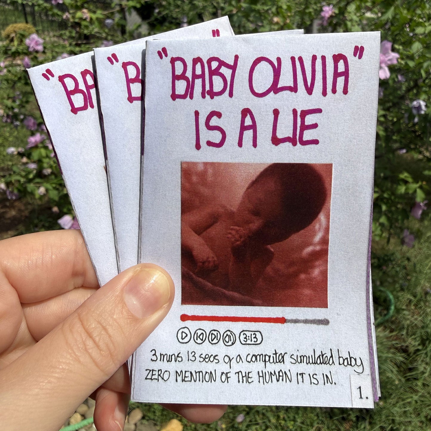 'Baby Olivia Is A Lie' Reproductive Rights Zine - Deb Almond Art