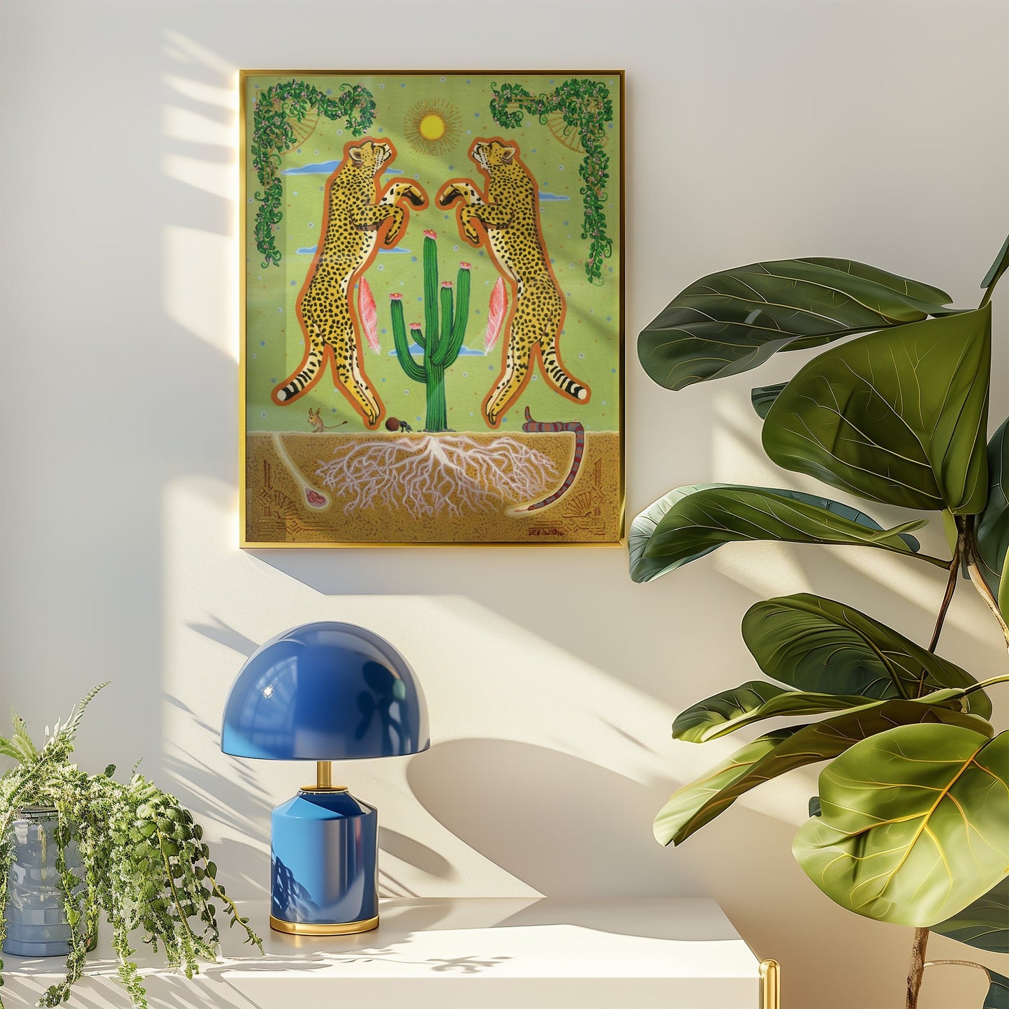 'Cheetahs & Cactus' Giclée Art Print - Deb Almond Art