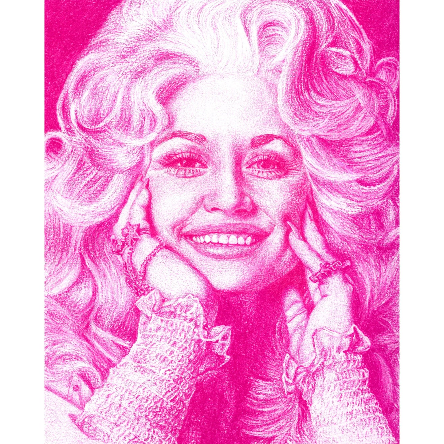 Dolly Parton Giclée Art Print with Rhinestone Embellishment - Deb Almond Art