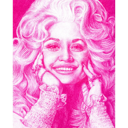 Dolly Parton Giclée Art Print with Rhinestone Embellishment - Deb Almond Art