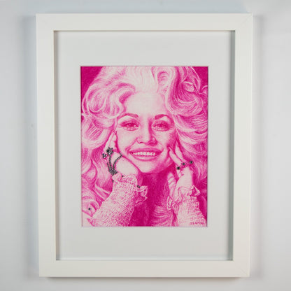 Dolly Parton Portrait with Rhinestone Embellishment - Deb Almond Art