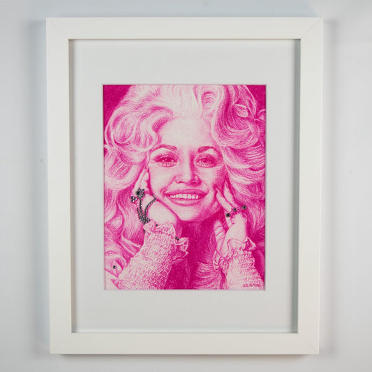 Dolly Parton Portrait with Rhinestone Embellishment - Deb Almond Art