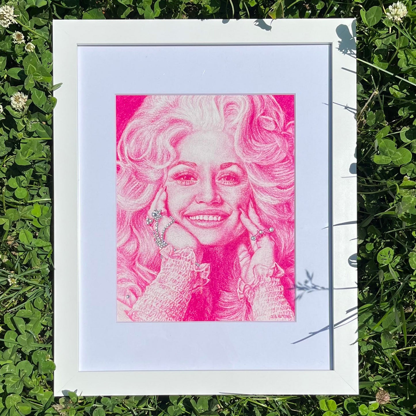 Dolly Parton Portrait with Rhinestone Embellishment - Deb Almond Art
