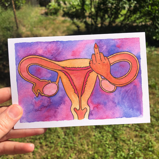 F*ck Uterus Blank Greeting Card - Deb Almond Art