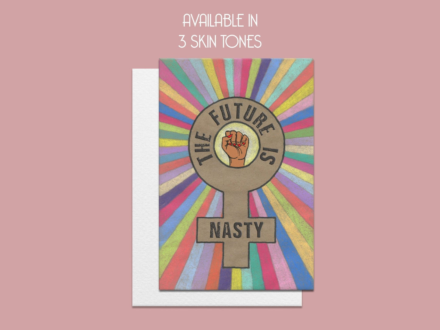 'Future Is Nasty' Blank Greeting Card (Black) - Deb Almond Art