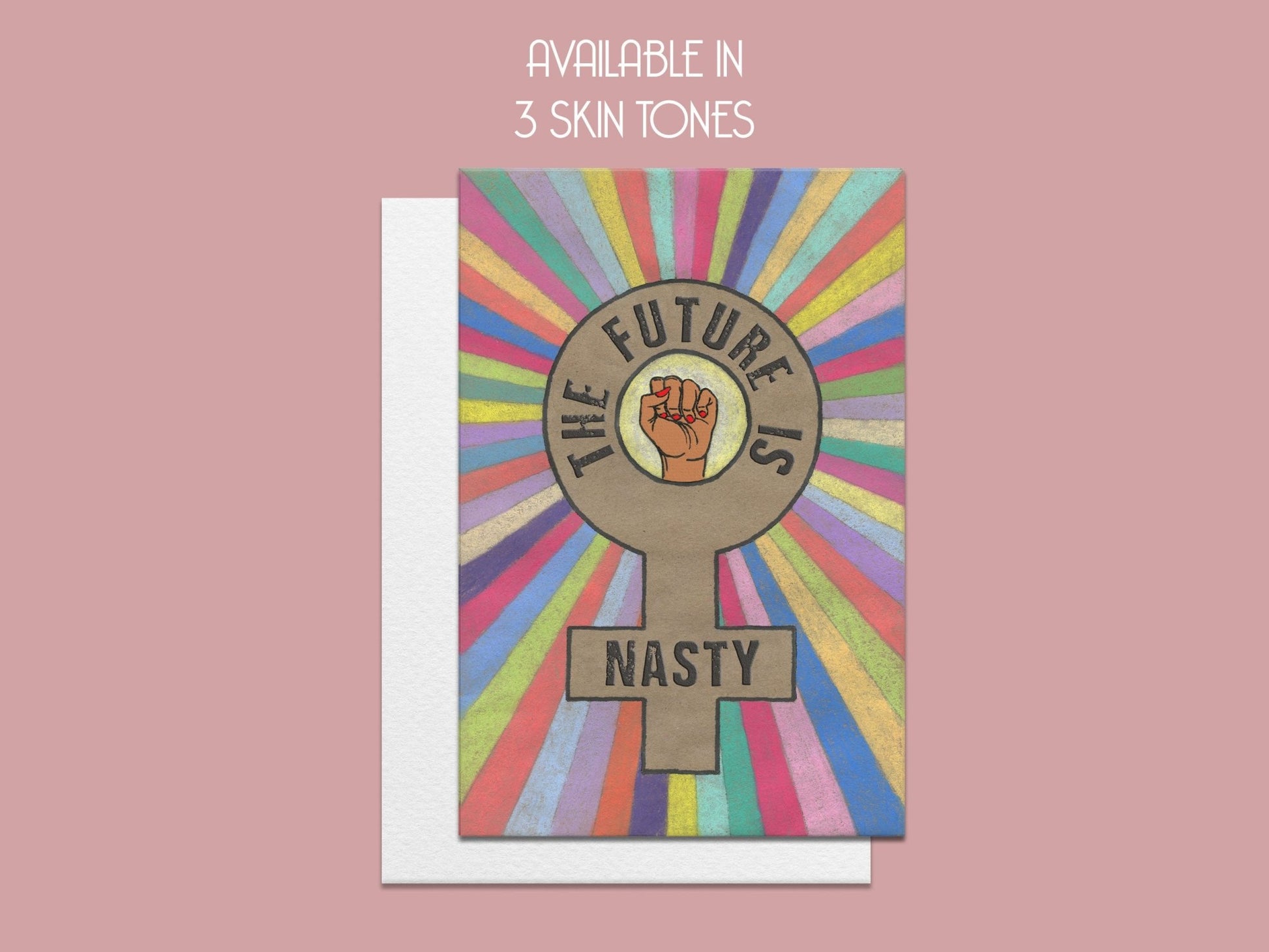 'Future Is Nasty' Blank Greeting Card (Black) - Deb Almond Art