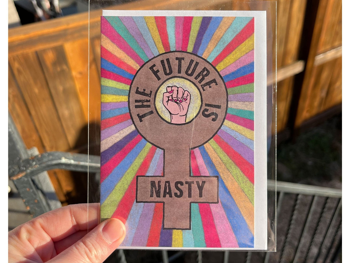 'Future Is Nasty' Blank Greeting Card (White) - Deb Almond Art