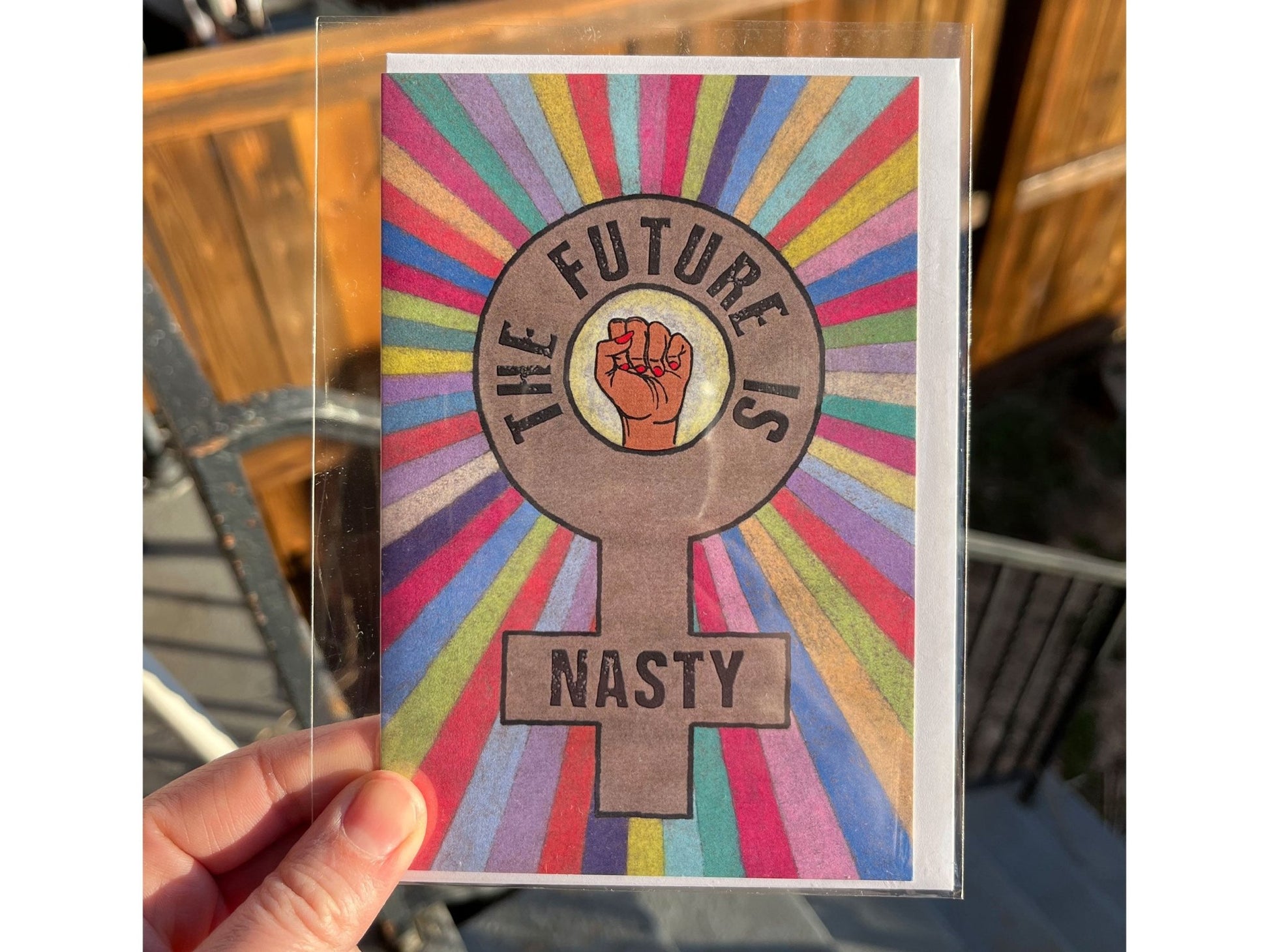'Future Is Nasty' Blank Greeting Card (White) - Deb Almond Art