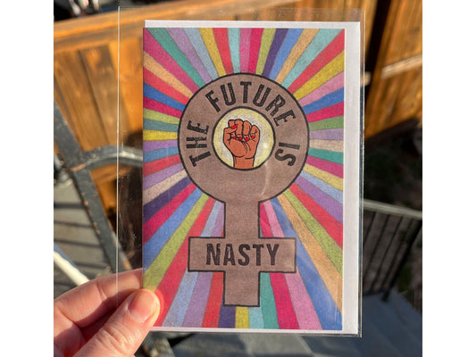'Future Is Nasty' Blank Greeting Card (White) - Deb Almond Art