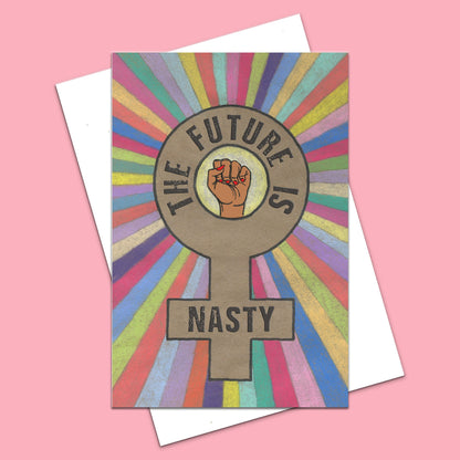 'Future Is Nasty' Feminist Blank Greeting Card - Light - Deb Almond Art