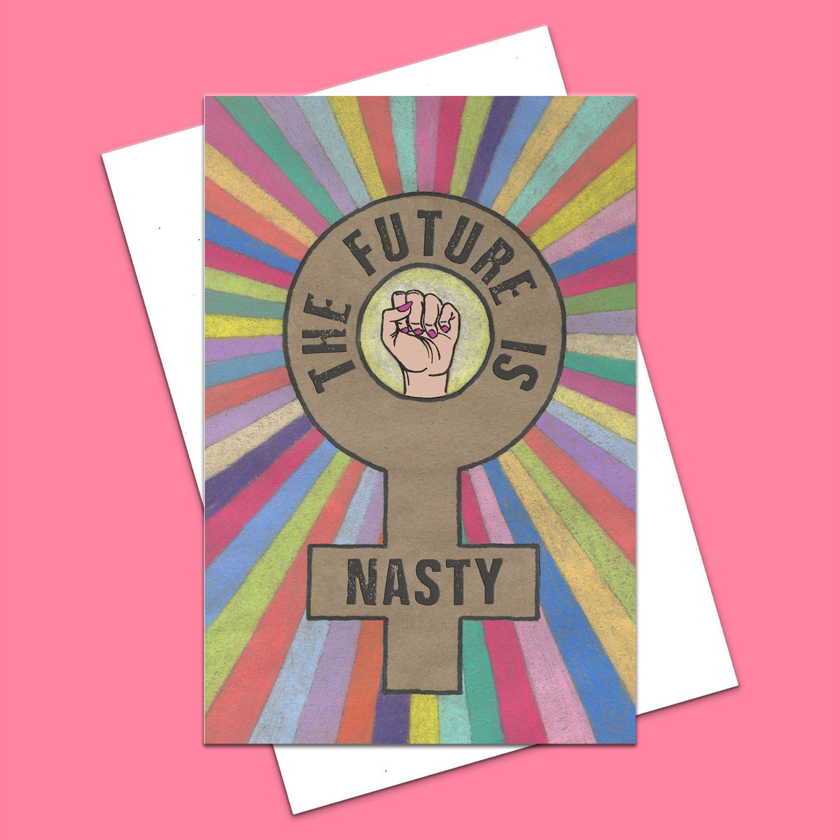 'Future Is Nasty' Feminist Blank Greeting Card - Light - Deb Almond Art