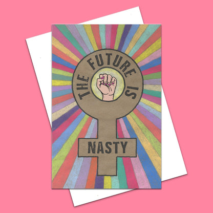 'Future Is Nasty' Feminist Blank Greeting Card - Light - Deb Almond Art