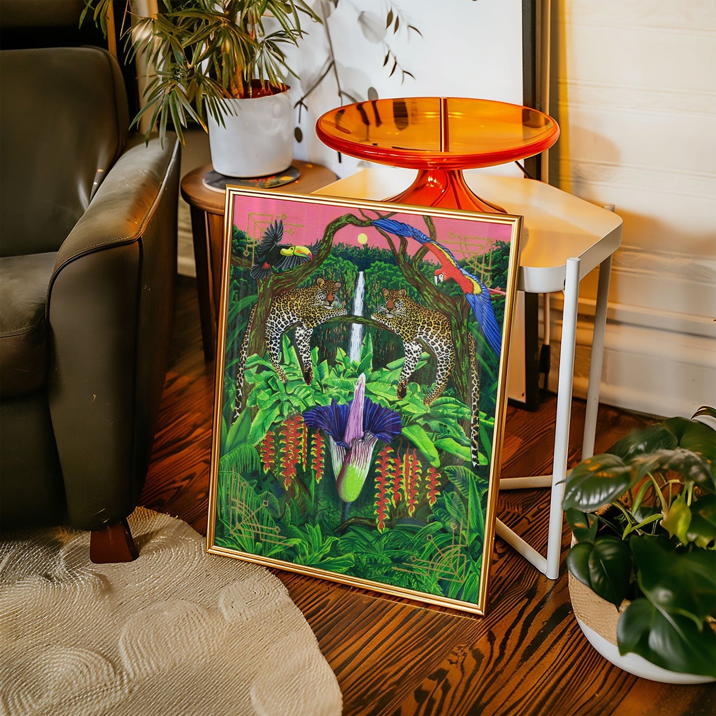 'Jaguars & Corpse Flower' Giclée Art Print - Deb Almond Art
