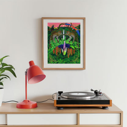 'Jaguars & Corpse Flower' Giclée Art Print - Deb Almond Art