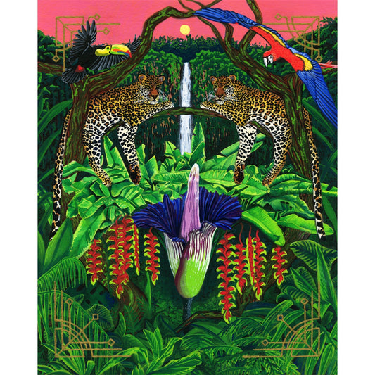 'Jaguars & Corpse Flower' Giclée Art Print - Deb Almond Art