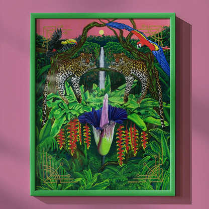 'Jaguars & Corpse Flower' Giclée Art Print - Deb Almond Art