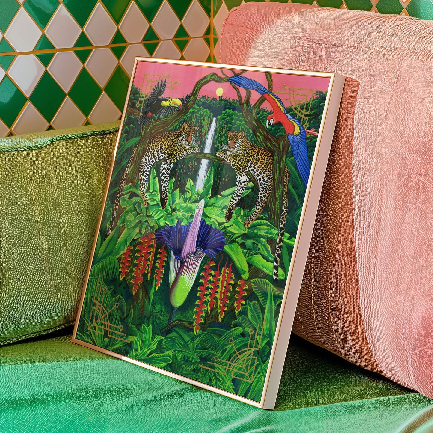 'Jaguars & Corpse Flower' Giclée Art Print - Deb Almond Art