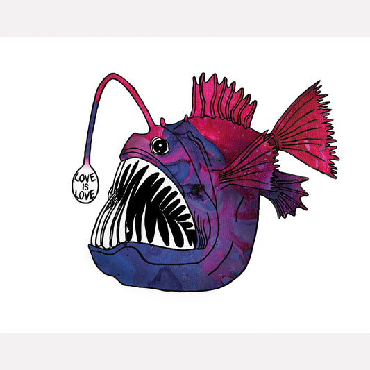 'Love Is Love' Angler Fish Art Print - Deb Almond Art