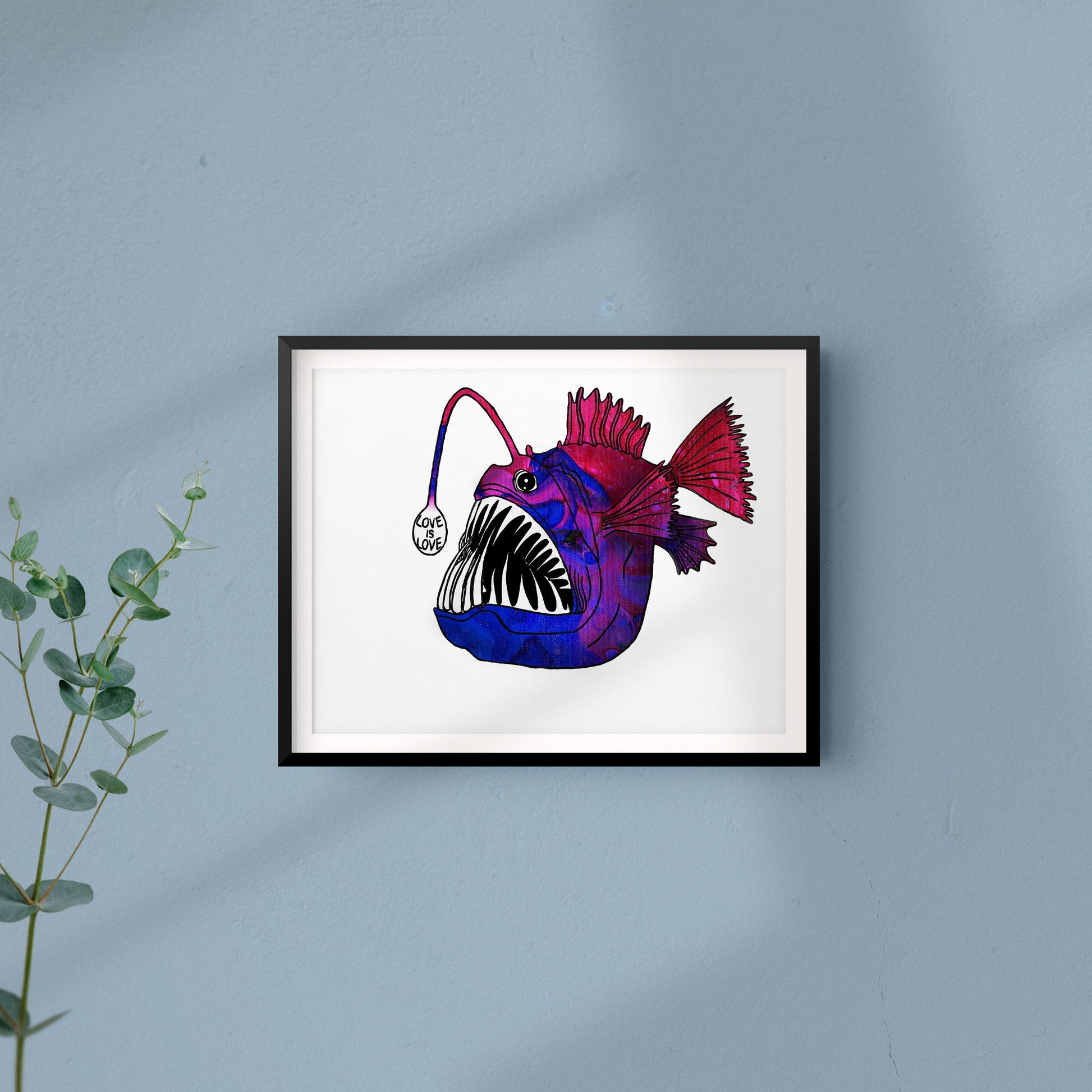 'Love Is Love' Angler Fish Art Print - Deb Almond Art