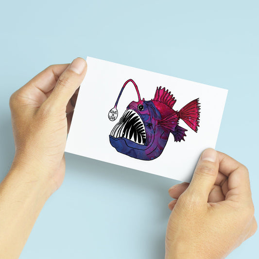 'Love Is Love' Angler Fish Greeting Card - Deb Almond Art