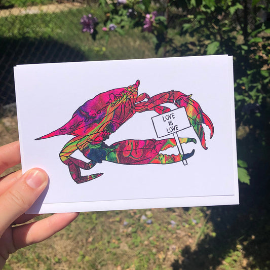 'Love Is Love' Chesapeake Crab Blank Greeting Card - Deb Almond Art