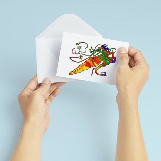 'Love Is Love' Giant Squid Blank Greeting Card - Deb Almond Art