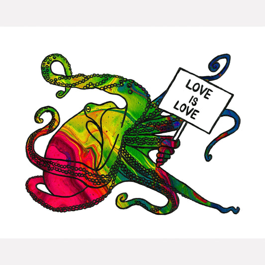 'Love Is Love' Octopus Art Print - Deb Almond Art