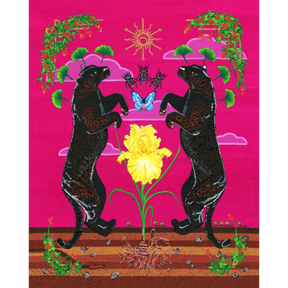 'Panthers & Yellow Iris' Giclée Art Print - Deb Almond Art