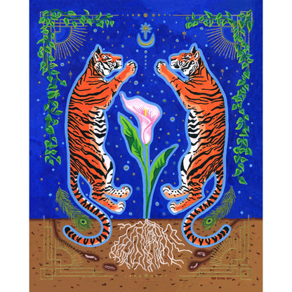 'Tigers & Calla Lily' Giclée Art Print - Deb Almond Art