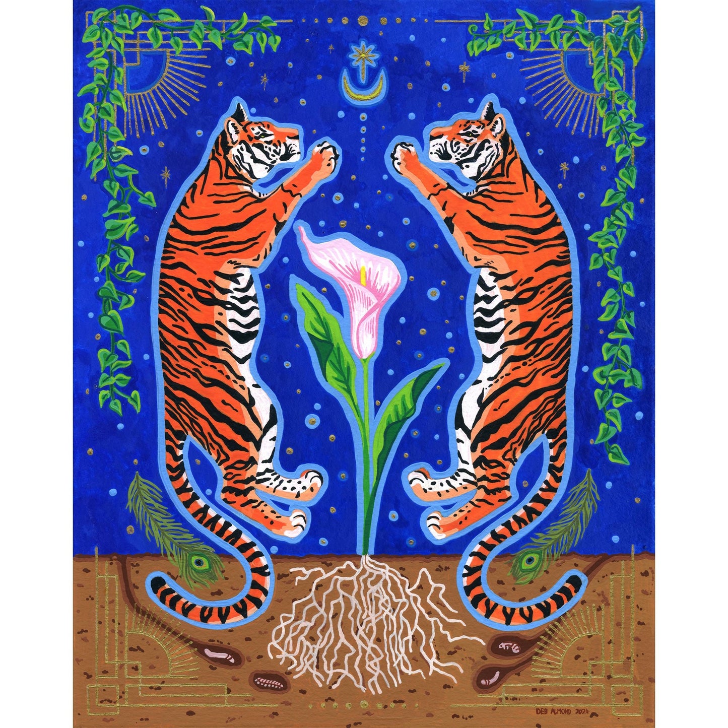 Tigers & Calla Lily Giclée Art Print - Deb Almond Art