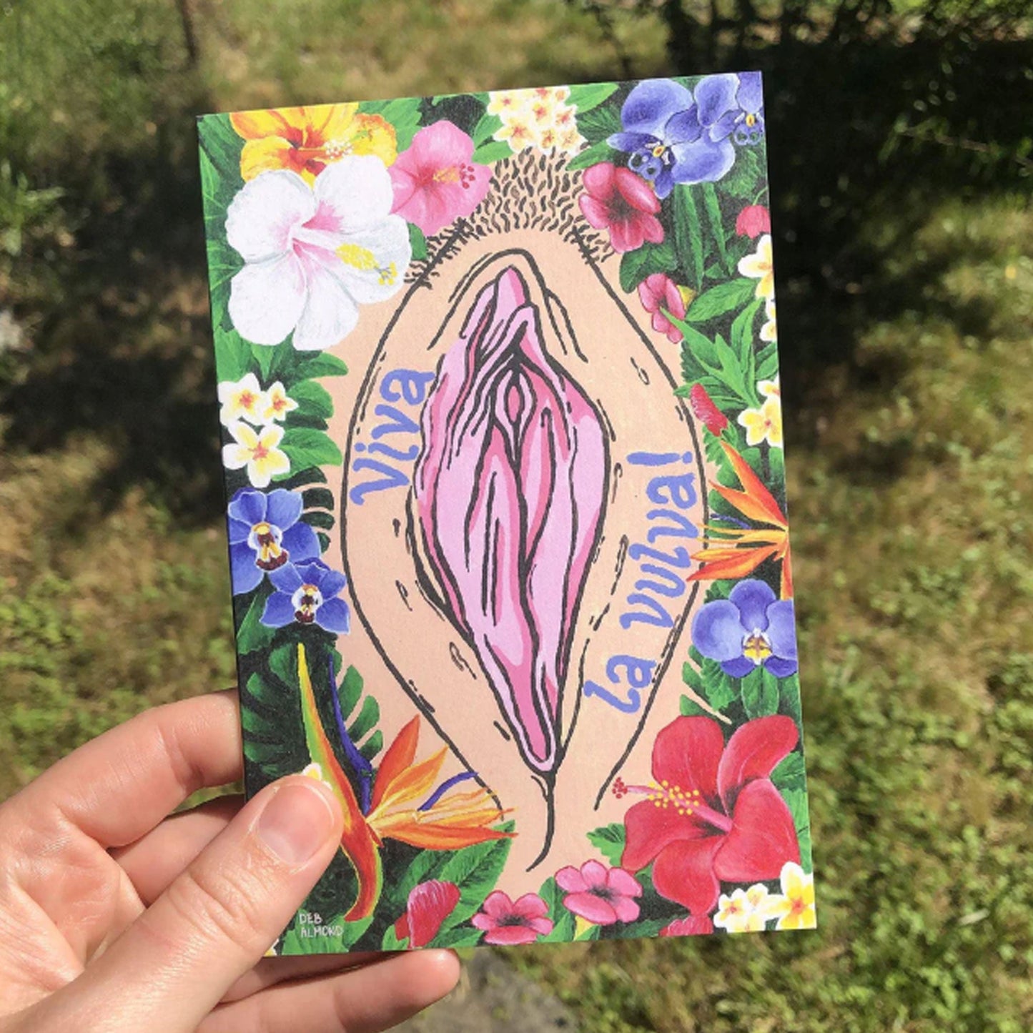 '¡Viva La Vulva!' Blank Greeting Card - Mid Skin Tone - Deb Almond Art
