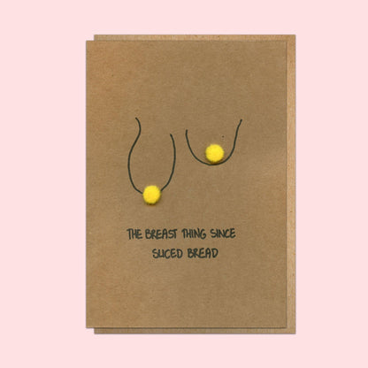 Boob Pun Card 'The Breast Thing Since Sliced Bread' - Candid Almond