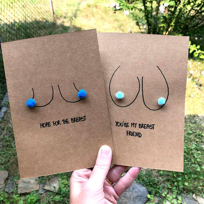 Boob Pun Card 'You're My Breast Friend' - Candid Almond