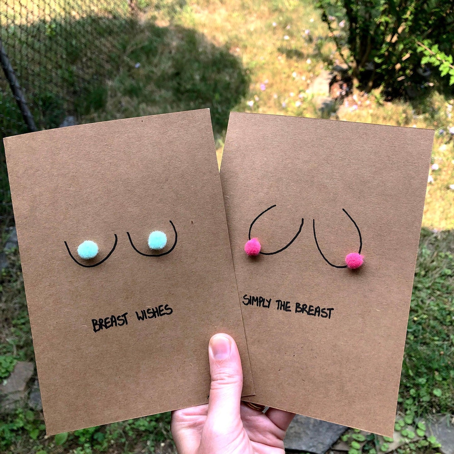 Boob Pun Card 'Wishing You The Breast of Luck' - Candid Almond