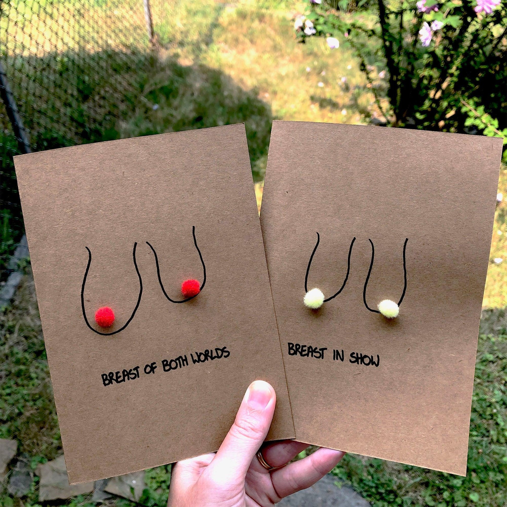 Boob Pun Card 'Simply The Breast' - Candid Almond